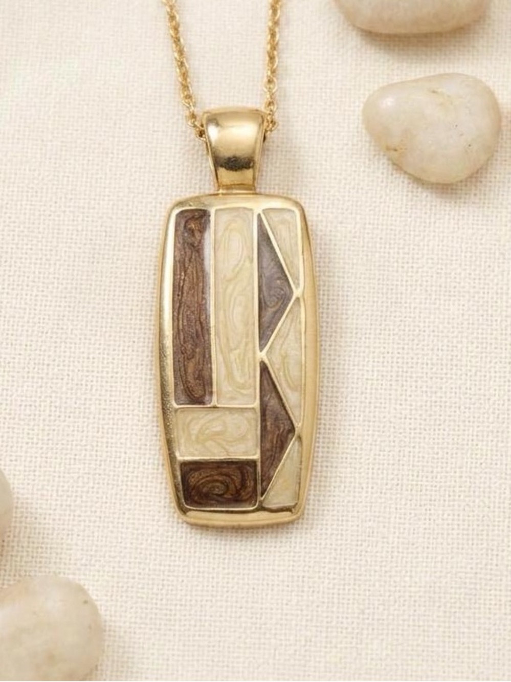 Vintage Lady Remington Gold Tone Pendant Necklace